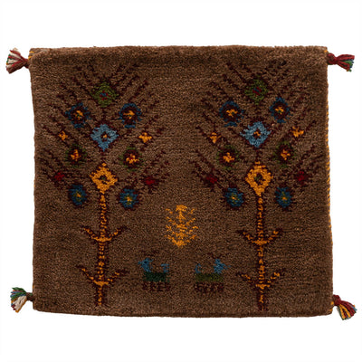 ギャッベ　ペルシャ手織り絨毯　座布団　45×41cm