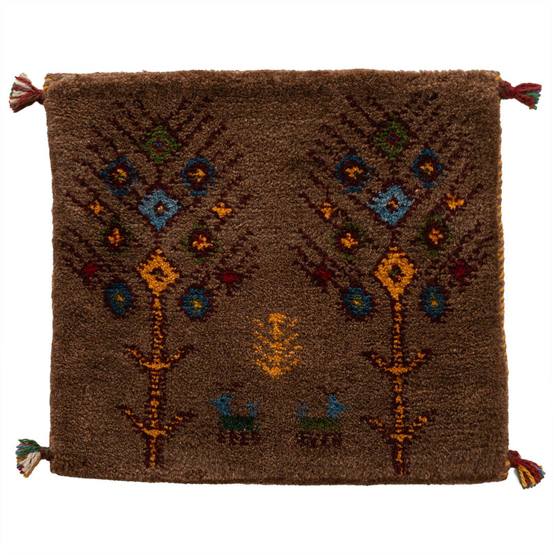 ギャッベ　ペルシャ手織り絨毯　座布団　45×41cm