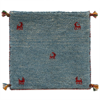 ギャッベ　ペルシャ手織り絨毯　座布団　42×41cm