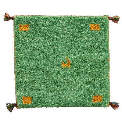 ギャッベ　ペルシャ手織り絨毯　座布団　43×42cm