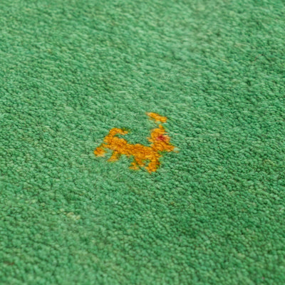 ギャッベ　ペルシャ手織り絨毯　座布団　43×42cm