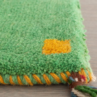 ギャッベ　ペルシャ手織り絨毯　座布団　43×42cm