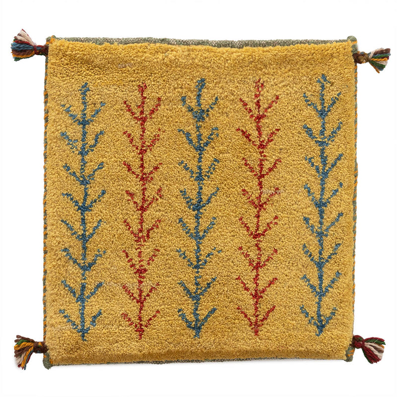 ギャッベ　ペルシャ手織り絨毯　座布団　42×43cm