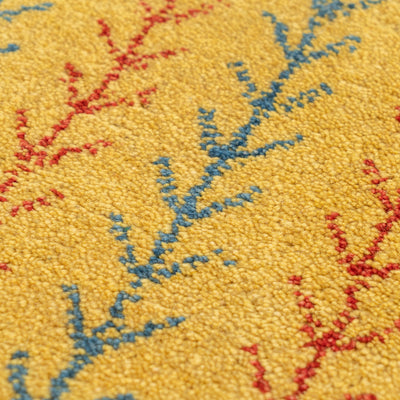 ギャッベ　ペルシャ手織り絨毯　座布団　42×43cm