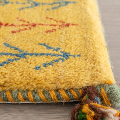 ギャッベ　ペルシャ手織り絨毯　座布団　42×43cm