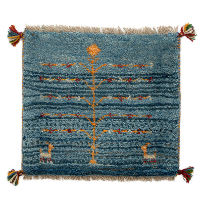 ギャッベ　ペルシャ手織り絨毯　座布団　44×40cm