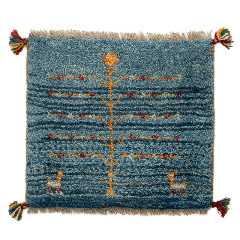 ギャッベ　ペルシャ手織り絨毯　座布団　44×40cm