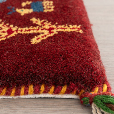 ギャッベ　ペルシャ手織り絨毯　座布団　40×39cm