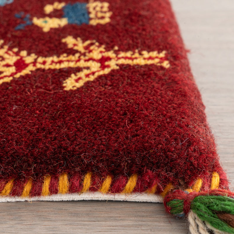 ギャッベ　ペルシャ手織り絨毯　座布団　40×39cm