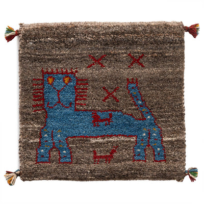 ギャッベ　ペルシャ手織り絨毯　座布団　46×44cm