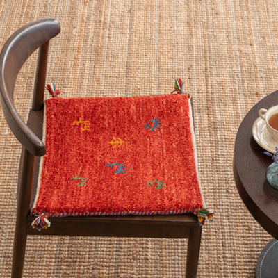 ギャッベ　ペルシャ手織り絨毯　座布団　43×43cm