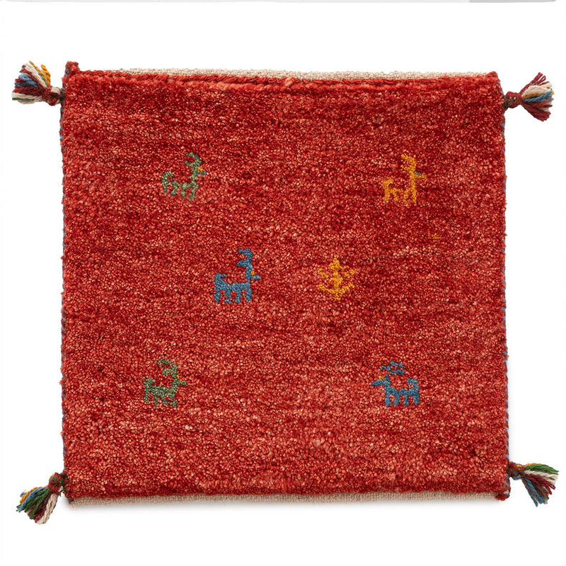 ギャッベ　ペルシャ手織り絨毯　座布団　43×43cm