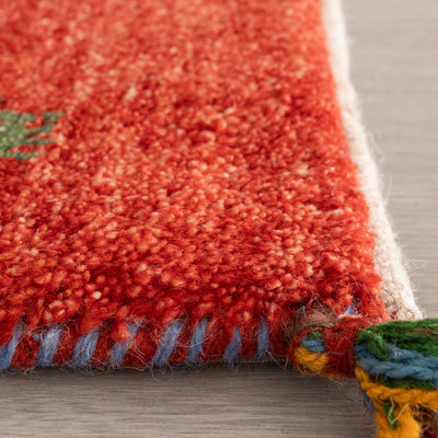 ギャッベ　ペルシャ手織り絨毯　座布団　43×43cm