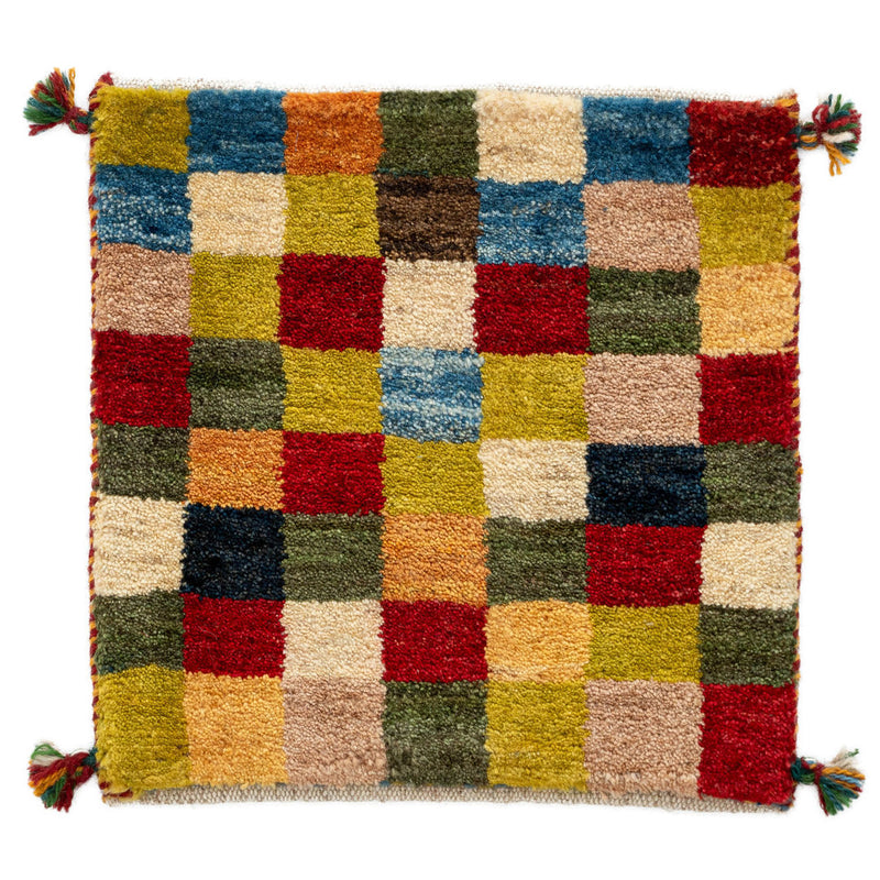 ギャッベ　ペルシャ手織り絨毯　座布団　42×42cm