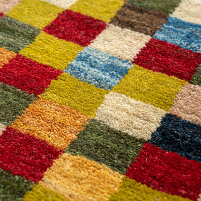 ギャッベ　ペルシャ手織り絨毯　座布団　42×42cm