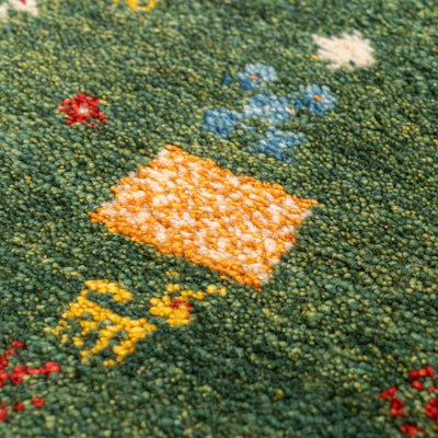 ギャッベ　ペルシャ手織り絨毯　座布団　42×39cm