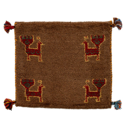 ギャッベ　ペルシャ手織り絨毯　座布団　44×39cm