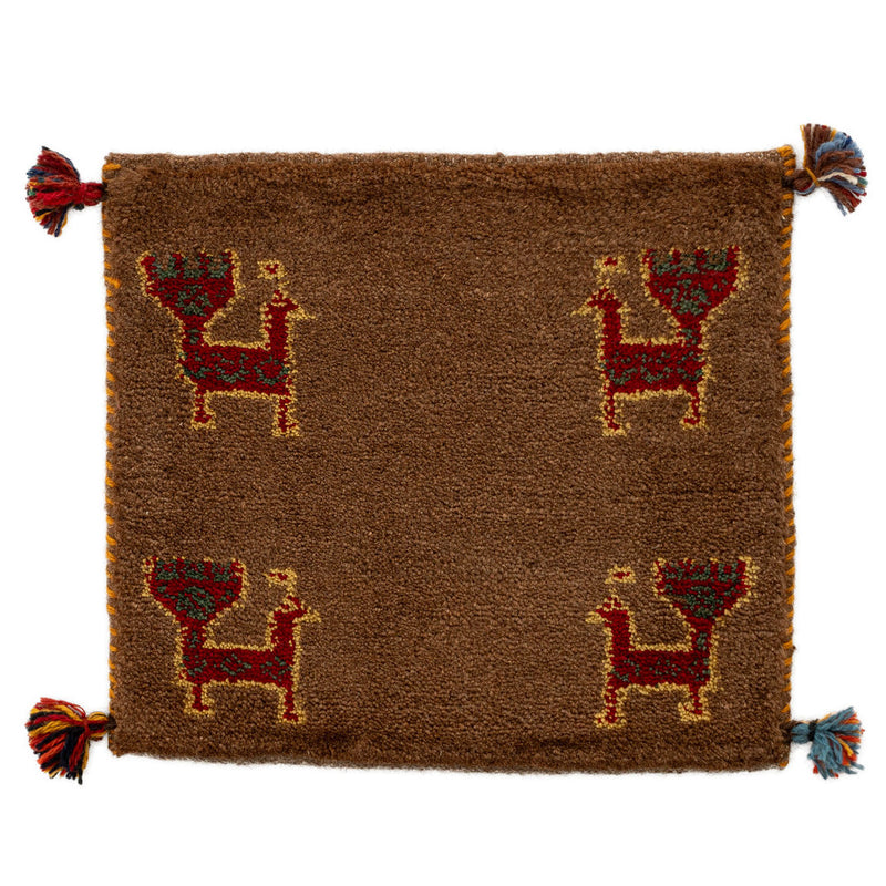 ギャッベ　ペルシャ手織り絨毯　座布団　44×39cm