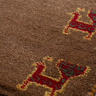 ギャッベ　ペルシャ手織り絨毯　座布団　44×39cm