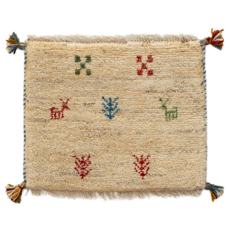 ギャッベ　ペルシャ手織り絨毯　座布団　43×36cm