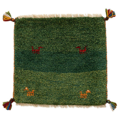 ギャッベ　ペルシャ手織り絨毯　座布団　42×40cm