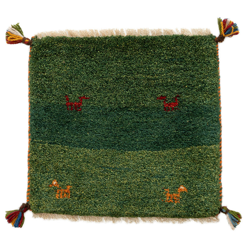 ギャッベ　ペルシャ手織り絨毯　座布団　42×40cm