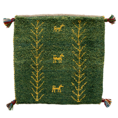 ギャッベ　ペルシャ手織り絨毯　座布団　41×41cm