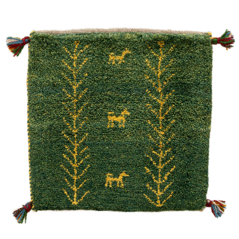 ギャッベ　ペルシャ手織り絨毯　座布団　41×41cm