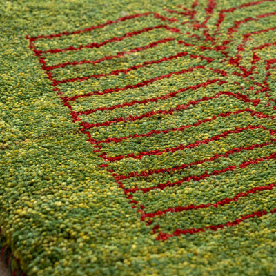 ギャッベ　ペルシャ手織り絨毯　座布団　45×45cm