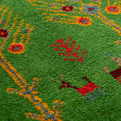 ギャッベ　ペルシャ手織り絨毯　座布団　43×41cm