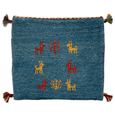 ギャッベ　ペルシャ手織り絨毯　座布団　44×40cm