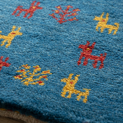 ギャッベ　ペルシャ手織り絨毯　座布団　44×40cm