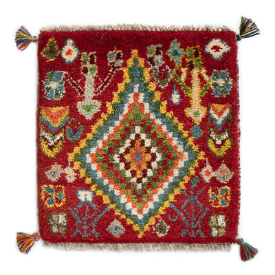 ギャッベ　ペルシャ手織り絨毯　玄関マット　47×48cm