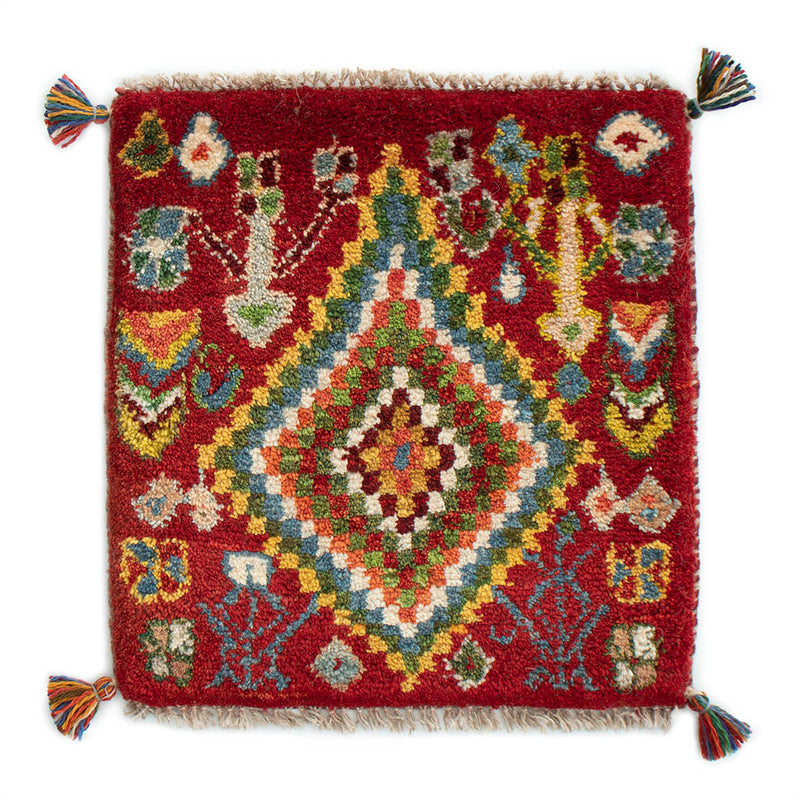 ギャッベ　ペルシャ手織り絨毯　玄関マット　47×48cm