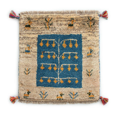ギャッベ　ペルシャ手織り絨毯　玄関マット　46×49cm