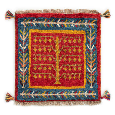 ギャッベ　ペルシャ手織り絨毯　玄関マット　46×47cm