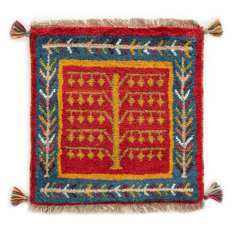 ギャッベ　ペルシャ手織り絨毯　玄関マット　46×47cm