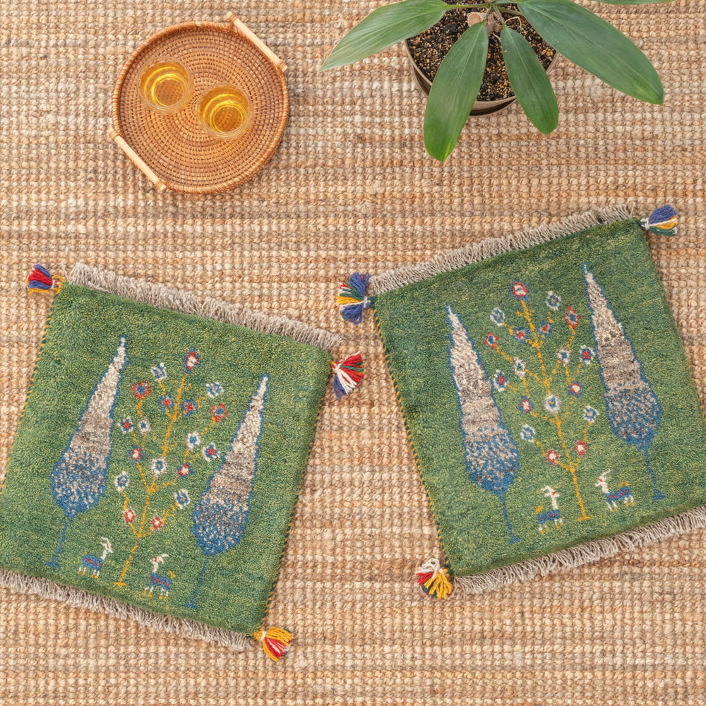 アシャイェール　ペルシャ手織りギャッベ 40×40cm 2枚セット ペルシャ手織りギャッベ 約40×40cm 2枚セット – Persiadirect