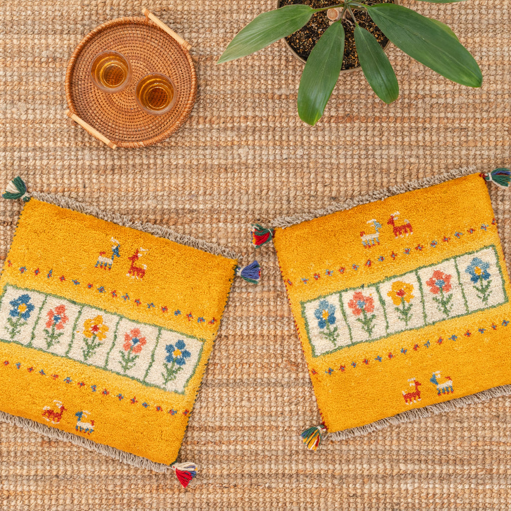 ペルシャ手織りギャッベ 約40×40cm 2枚セット – Persiadirect