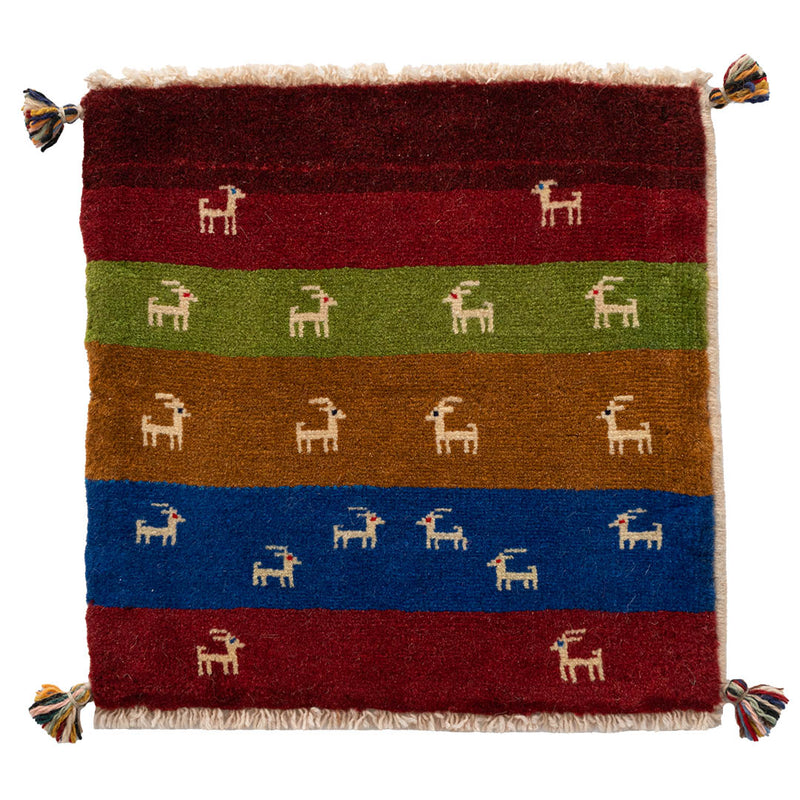 ギャッベ　ペルシャ手織り絨毯　座布団　45×44cm