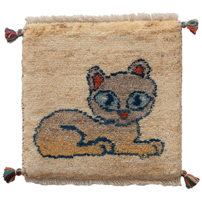 ギャッベ　ペルシャ手織り絨毯　座布団　40×40cm