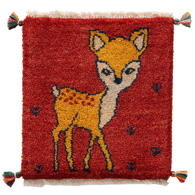 ギャッベ　ペルシャ手織り絨毯　座布団　40×43cm