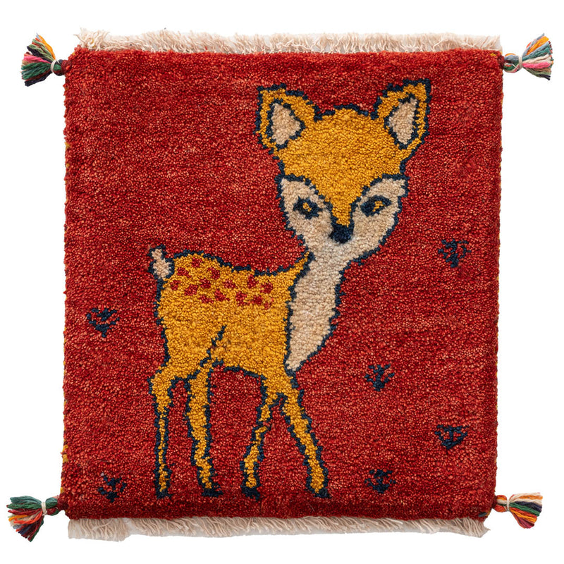 ギャッベ　ペルシャ手織り絨毯　座布団　40×43cm