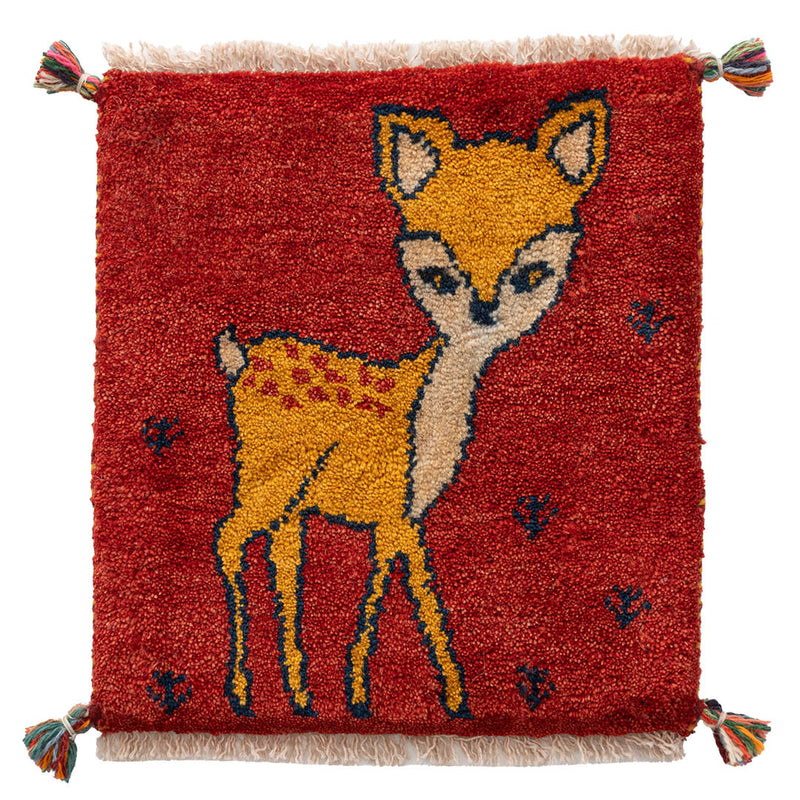 ギャッベ　ペルシャ手織り絨毯　座布団　40×44cm