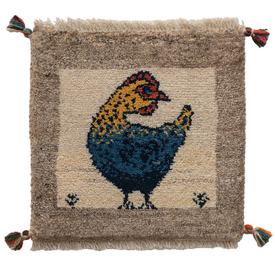 ギャッベ　ペルシャ手織り絨毯　座布団　41×41cm