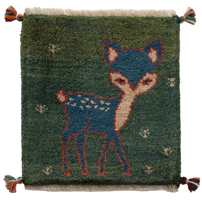 ギャッベ　ペルシャ手織り絨毯　座布団　39×41cm
