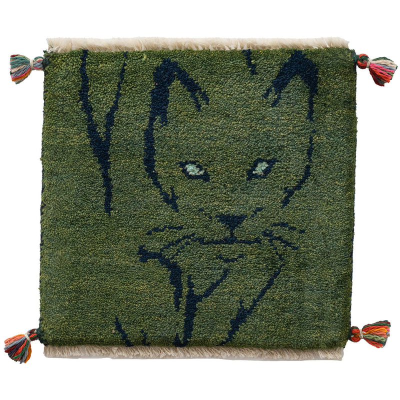 ギャッベ　ペルシャ手織り絨毯　座布団　40×38cm