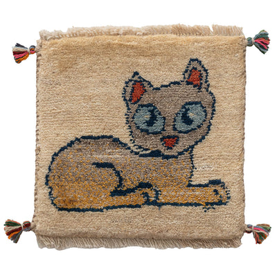 ギャッベ　ペルシャ手織り絨毯　座布団　38×38cm