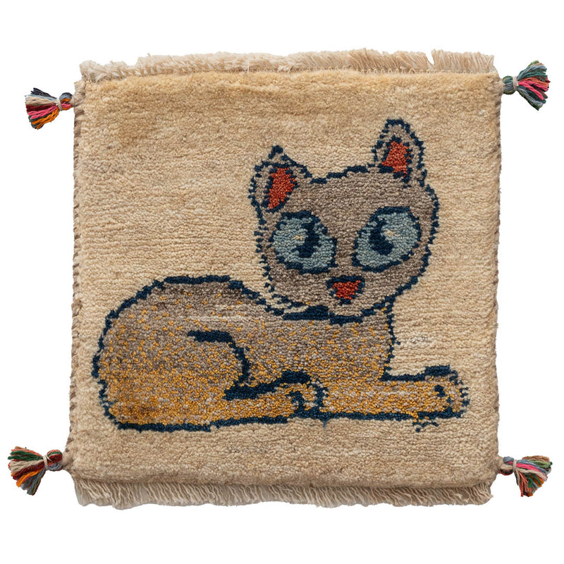 ギャッベ　ペルシャ手織り絨毯　座布団　38×38cm