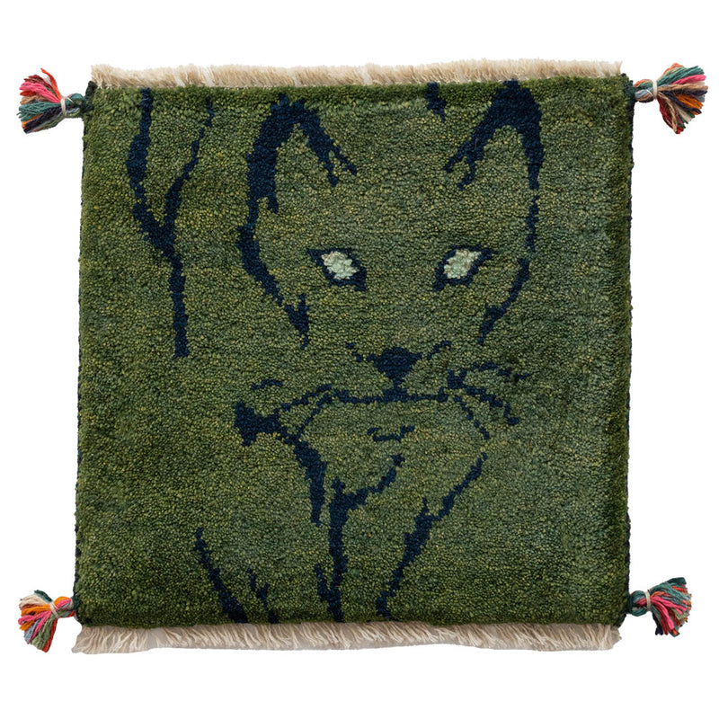ギャッベ　ペルシャ手織り絨毯　座布団　40×40cm